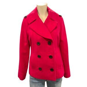 Morona Pea Coat pink women's size small double breasted button down front workin